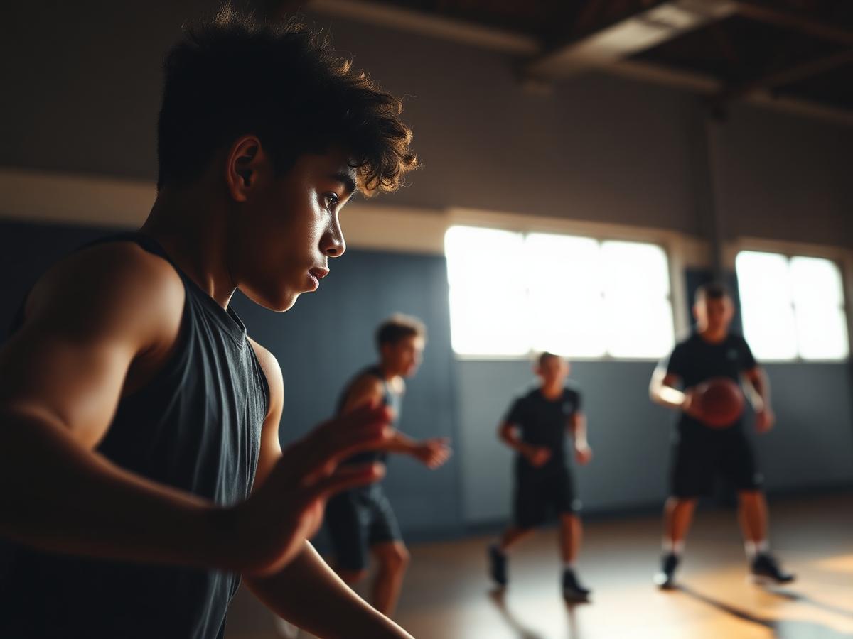 Athlete focused in training